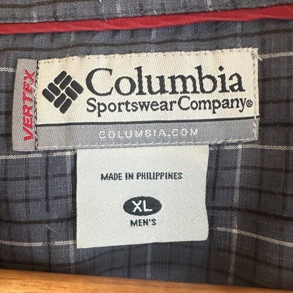 Columbia Men's Navy Blue Checkered Short Sleeve Button Down Casual Shirt XL - Picture 5 of 7